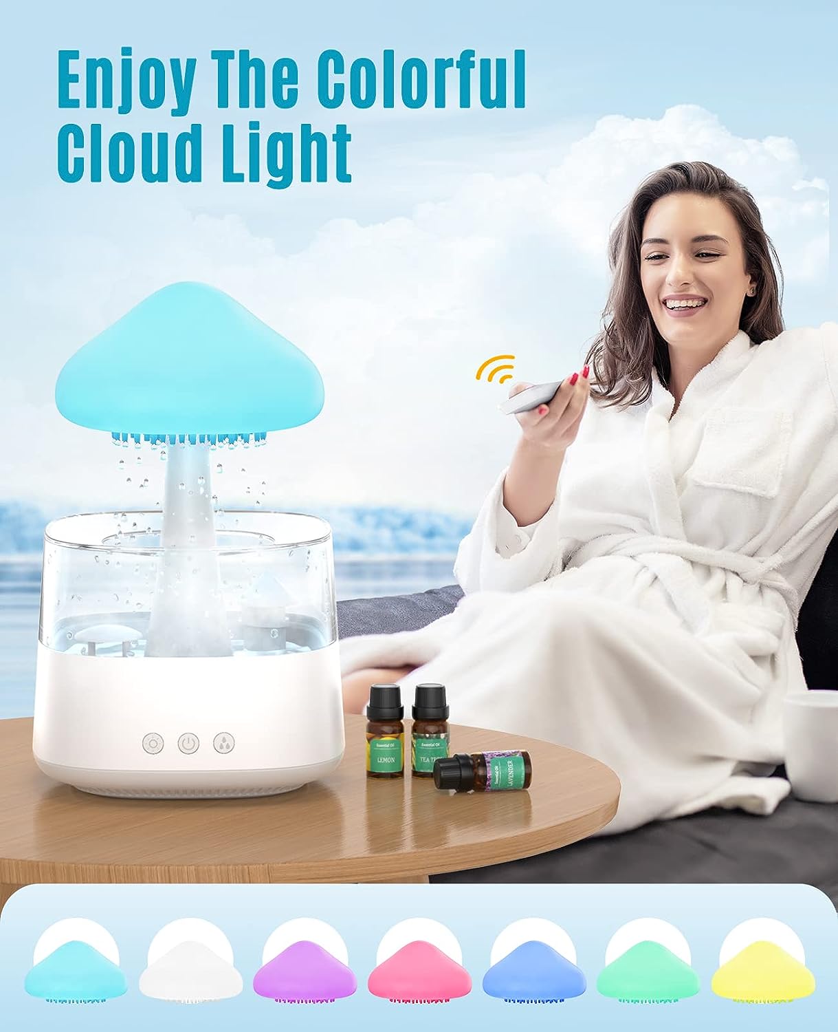 Rain Cloud Humidifier Water Drip, 2 in 1 Humidifier with Essential