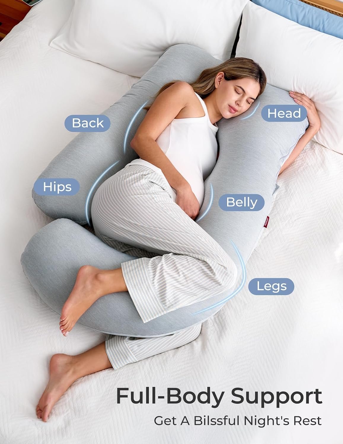 Momcozy Pregnancy Pillow for Sleeping - U Shaped Full Body Maternity Pillow